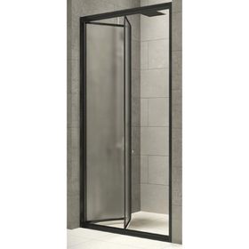 Durul 100x190 cm Ön Cephe Katlanır Akordion Kapı Siyah Çizgi Cam Duşakabin