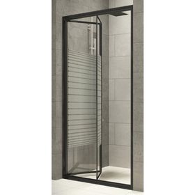 Durul 100x190 cm Ön Cephe Katlanır Akordion Kapı Siyah Çizgi Cam Duşakabin