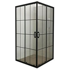 Durul 100x90 cm Dikdörtgen 5 mm Şeffaf Siyah Profil Teknesiz Duşakabin