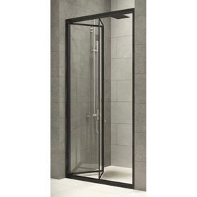 Durul 101x190 cm Ön Cephe Katlanır Akordion Kapı Siyah Çizgi Cam Duşakabin