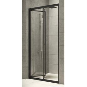 Durul 101x190 cm Ön Cephe Katlanır Akordion Kapı Siyah Çizgi Cam Duşakabin