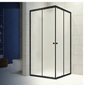 Durul 70x100 Kare Siyah Profil Buzlu Duş Teknesiz 4 mm 180 cm Duşakabin