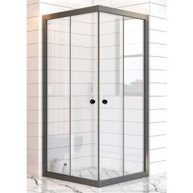Durul 70x105 cm Kare Siyah Profil Şeffaf Cam Duşakabin