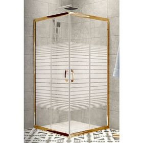 Durul 70x125 cm Altın Profil 5 mm Çizgili Cam Duş Teknesiz Duşakabin
