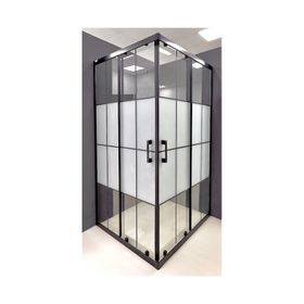 Durul 70x70 Kare Siyah Profil Çizgili Duş Teknesiz 4 mm 180 cm Duşakabin