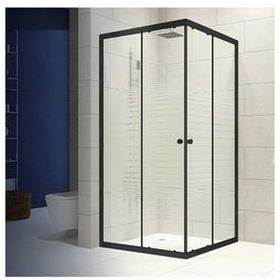 Durul 70x70 Kare Siyah Profil Çizgili Duş Teknesiz 4 mm 180 cm Duşakabin