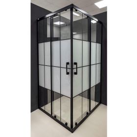 Durul 80X120 cm Dikdörtgen 5 mm Orta Buzlu Siyah Çizgi Yükseklik 190 cm Duşakabin