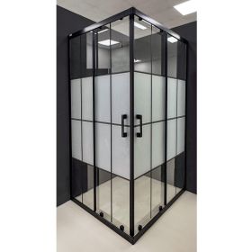 Durul 80X120 cm Dikdörtgen 5 mm Orta Buzlu Siyah Çizgi Yükseklik 190 cm Duşakabin