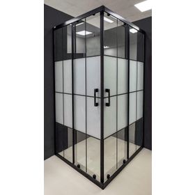 Durul 80X120 cm Dikdörtgen 5 mm Orta Buzlu Siyah Çizgi Yükseklik 190 cm Duşakabin