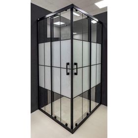 Durul 80X120 cm Dikdörtgen 5 mm Orta Buzlu Siyah Çizgi Yükseklik 190 CM Duşakabin