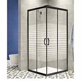 Durul 80x90 Kare Siyah Profil Çizgili Duş Teknesiz 5 mm 180 cm Duşakabin