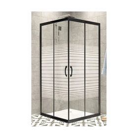 Durul 80x90 Kare Siyah Profil Çizgili Duş Teknesiz 5 mm 180 cm Duşakabin
