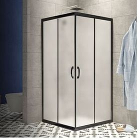 Durul 90x110 Kare Siyah Profil Buzlu Duş Teknesiz 5 mm 180 cm Duşakabin