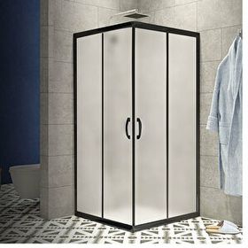 Durul 90x110 Kare Siyah Profil Buzlu Duş Teknesiz 5 mm 180 cm Duşakabin