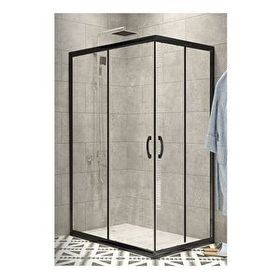 Durul 90x120 cm 5 mm 190 cm Duş Teknesiz Kare Siyah Profil Şeffaf Duşakabin