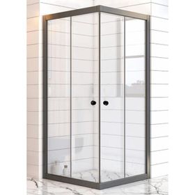 Durul 90x90 cm Kare Siyah Profil Şeffaf Cam 5 mm H:190 Duşakabin