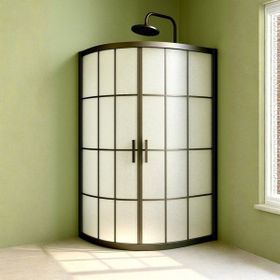 Durul 90x90 cm Oval Siyah Çizgi Komple Buzlu Cam Duşakabin