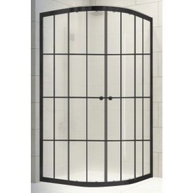Durul 90x90 cm Oval Siyah Çizgi Komple Buzlu Cam Duşakabin