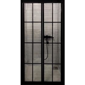 Durul 95x190 cm Ön Cephe Katlanır Akordion Kapı Siyah Çizgi Cam Duşakabin