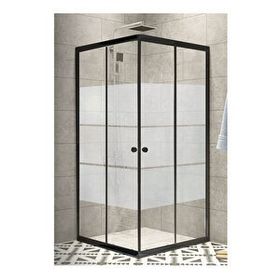 Durul Box 105x110 cm Siyah Kumlama Duşakabin Camı