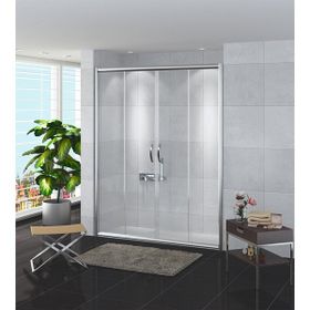 Durul DİDAC130 Teknesiz 132 cm İki Duvar Arası 2 Sabit + 2 Kayar Çizgili Ön Cephe Duşakabin