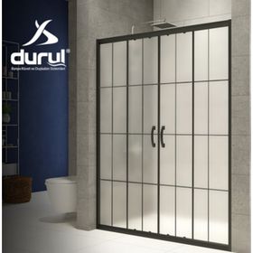 Durul DİDAC130 Teknesiz 132 cm İki Duvar Arası 2 Sabit + 2 Kayar Çizgili Ön Cephe Duşakabin
