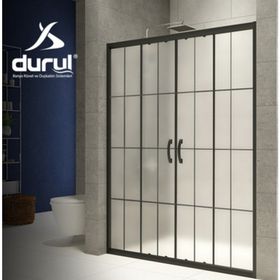 Durul DİDAC15 Teknesiz 153 cm İki Duvar Arası 2 Sabit + 2 Kayar Çizgili Ön Cephe Duşakabin