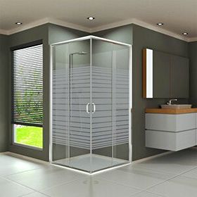 Durul Dikdörtgen 5 mm Çizgili Duş Kabini + 100x80x195 cm Duş Teknesi
