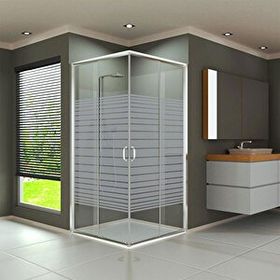 Durul Dikdörtgen 5 mm Çizgili Duş Kabini + 100x80x195 cm Duş Teknesi