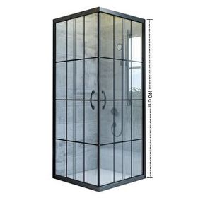 Durul Dikdörtgen 5 mm Komple Buzlu Siyah Karolaj Yükseklik 190 cm 100x120 cm Duşakabin