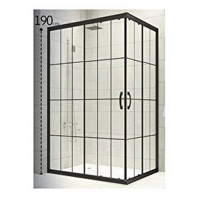 Durul Dikdörtgen 5 mm Komple Buzlu Siyah Karolaj Yükseklik 190 cm 110x120 cm Duşakabin