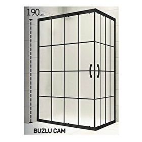 Durul Dikdörtgen 5 mm Komple Buzlu Siyah Karolaj Yükseklik 190 cm 110x120 cm Duşakabin
