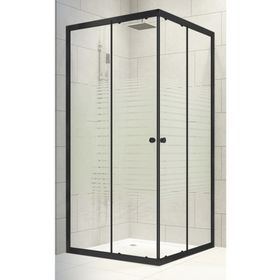 Durul Dikdörtgen 5 mm Komple Buzlu Siyah Karolaj Yükseklik 190 cm 90x110 cm Duşakabin