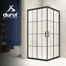 Durul Dikdörtgen 5 mm Komple Buzlu Siyah Karolaj Yükseklik 190 cm 90x130 cm Duşakabin