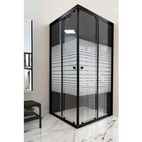 Durul Dikdörtgen 80x90 CM Siyah Çizgili Cam Duşakabin