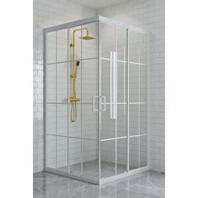 Durul Kare 5 MM Beyaz Çizgi Yükseklik 190 CM 80x120 CM Duşakabin