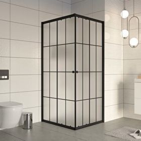 Durul Kare 5 MM Komple Buzlu Siyah Çizgi 85x100 CM Duşakabin