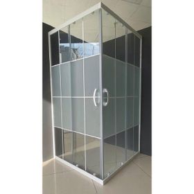 Durul Kare 5 mm Orta Buzlu Beyaz Çizgi 190 cm Duşakabin
