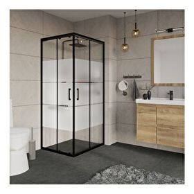 Durul Kare 5 mm Siyah Kumlama Box 70x90 cm Duşakabin