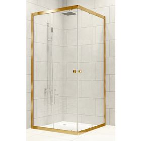 Durul Kare Altın Profil Şeffaf Cam 70X105 cm Duşakabin