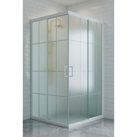 Durul Kare Beyaz Çizgi Komple Buzlu Cam 5 MM Yükseklik 190 CM 80x105 CM Duşakabin