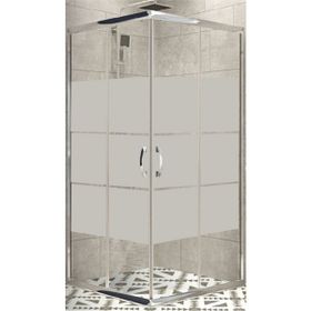 Durul Kare Box Desen Temperli Cam Krom Profil 115x115 cm Duşakabin
