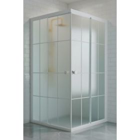 Durul Kare Komple Buzlu Beyaz Çizgi Cam 75x115 cm Duşakabin