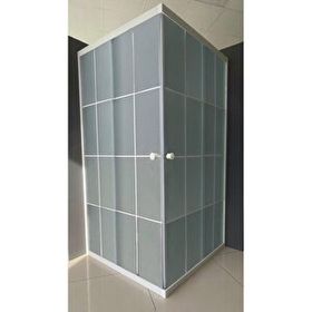 Durul Kare Komple Buzlu Beyaz Çizgi Cam 80x120 cm Duşakabin