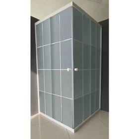 Durul Kare Komple Buzlu Beyaz Çizgi Cam 80x120 cm Duşakabin