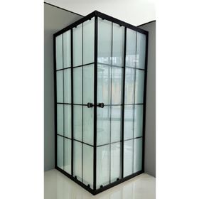 Durul Kare Komple Buzlu Siyah Çizgi 95x115 cm Duşakabin