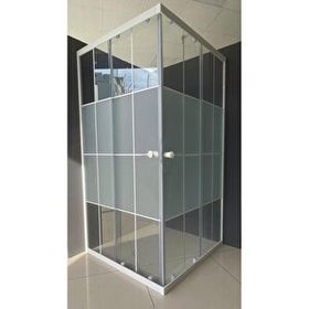 Durul Kare Ortası Buzlu Beyaz Çizgi Cam 70x95 cm Duşakabin