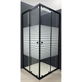 Durul Kare Siyah Çizgili Duşakabin
