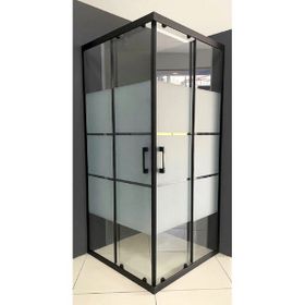 Durul Kare Siyah Kumlama Box Desen Cam 5 mm H:190 cm Duşakabin