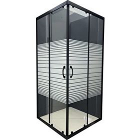 Durul Kare ve Dikdörtgen Siyah Çizgi 4 mm Temper Cam Yükseklik Duşakabin